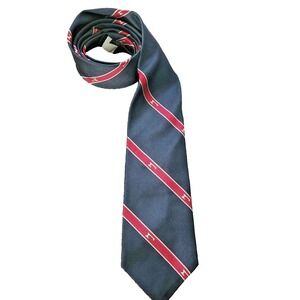 Warden‎ Brooks Navy Blue and Red Stripe Tie 58" Long 3" Wide